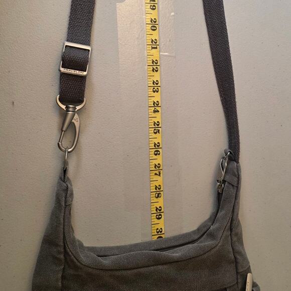 Travelon Gray Canvas Crossbody Security Purse Multi Pocket Durable Travel Bag - Picture 16 of 16